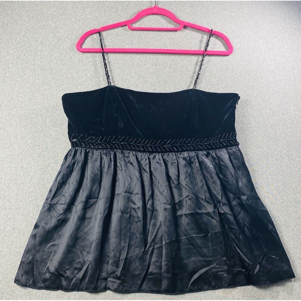 Michelle Antonelli Women 100% Silk/Velvet Mini Dress Beaded Size XL NWT